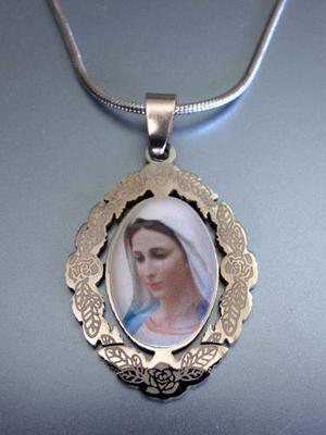 Medalla Virgen Maria Acero Quirurgico, Cadena Cola De Rata