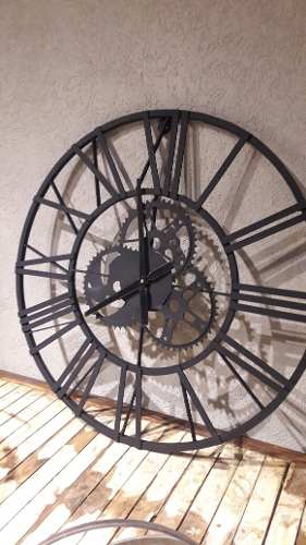 Reloj Engranajes Pared Hierro Grande De  Y 90 Cm