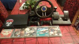 VENDO PSGB+VOLANTE+3JOYSTICK+JUEGOS