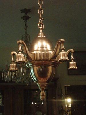 Antigua araña Art Decó 5 luces Alemania 