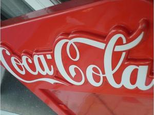 cartel grande retro coca cola en relieve espectacular