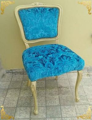 Antigua silla francesa tapizada con pana labrada