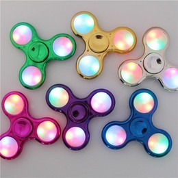 Fidget Spinner Con Luz Luminoso Metalico Colores Antiestres