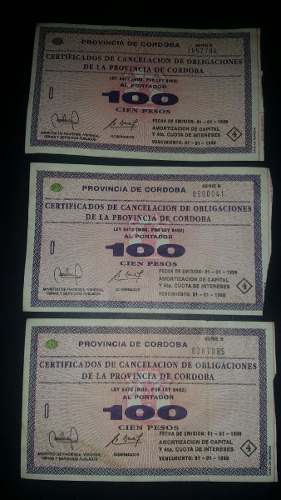 Bonos Córdoba 100 Pesos 
