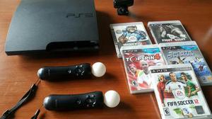 Playstation 3 - 2 Move + 1 Joystick + 5 Juegos Todo Original
