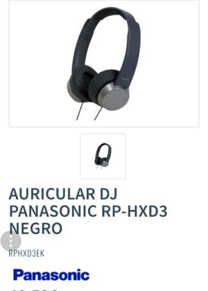 Vendo audicular DJ PANASONIC RP -HXD3 NEGRO ORIGINAL