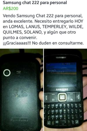 Vendo samsung chat 222 sin android