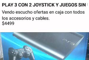 PLAY 3 CON 2 JOYSTICK Y JUEGOS DE REGALO