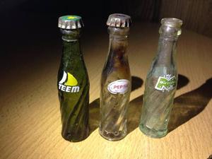 Tres Botellitas Miniatura Pepsi Mirinda Y Teem