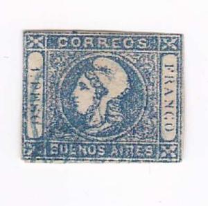 Lt121. Correos De Buenos Aires, El Un Peso Azul.