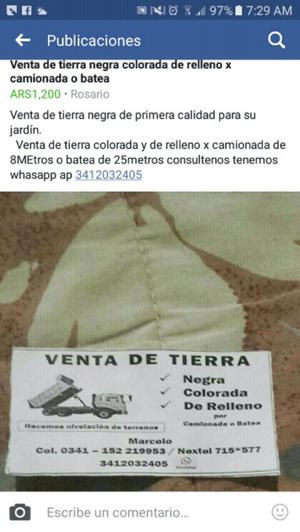 Venta de tierra negra colorada o de relleno x camionada de 8