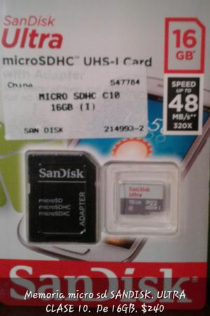 Micro sd SANDISK 16GB c10