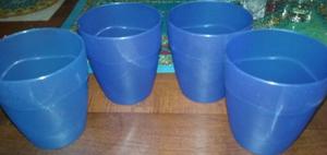 4 vasos de plástico duro azules nuevos