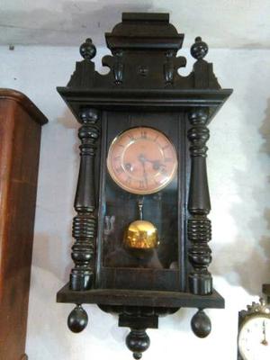 Reloj Antiguo Péndulo Pared Madera Funciona Doble Cuerda
