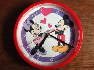 Reloj De Pared Mickey Minnie Rojo Grande Disney Original 90