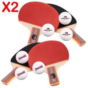 Set Ping Pong Inicial 4 Paletas Madera + 6 Pelotitas Premium