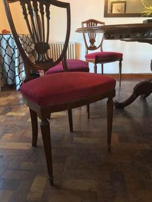 JUEGO COMEDOR ESTILO LV LABRADO Y 6 SILLAS