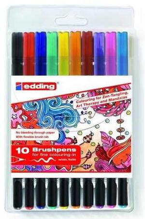 Marcador Edding  Brushpens P/pintar Mandalas X10 Colores