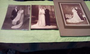 Vendo lote de tres fotos antiguas de casamiento