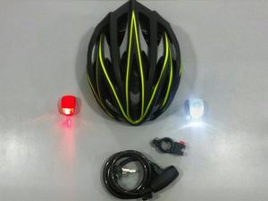 Kit Bicicleta Casco Venzo + Luces Siliconas + Eslinga Llave