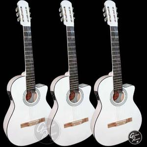 Guitarra Electroacustica Blanca Nylon C/corte Ecualizador 4b