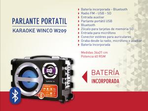 Parlante Portátil Winco W 209 C/bluetooth Recargable