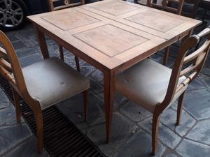 ANTIGUO JUEGO DE COMEDOR MESA Y SILLAS