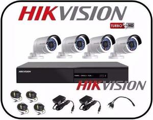 Kit Hikvision 4 Turbo Hd -shse 4 Cámaras Fuente Cables