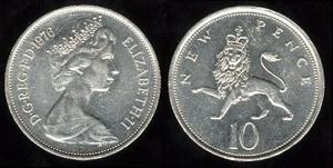 Moneda 10 New Pence () Reino Unido