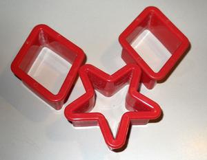 set de tres moldes plásticos para galletas