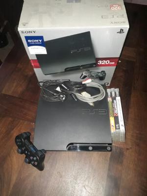 PS3 Play Station 3 Slim 320gb+1 joystick+cable HDMI+17