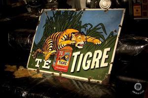 Cartel Enlozado Antiguo Té Tigre Original!