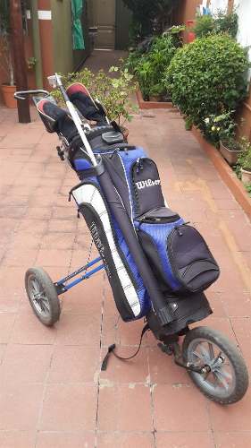 Juego De Palos De Golf Wilson + Bolso + Carro Plegable