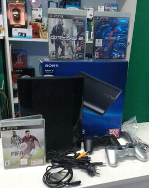 Play 3 ultra slim 500 gb 2 joy 3 juegos nueva outlet