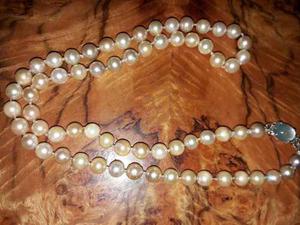 Collar Perlas Naturales 1 Mm Broche En Plata