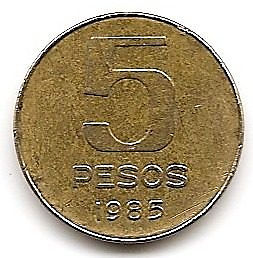 Moneda de $a 5 pesos argentinos 