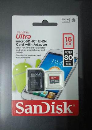 Tarjeta De Memoria Micro Sd Sandisk Ultra Hd 16gb Clase 10