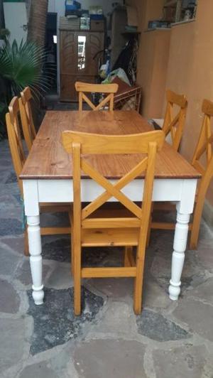 Mesa Comedor Patas Torneadas + 6 Sillas