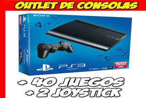 Playstation 3 Ultra Slim 500gb + 40 Juegos +2 Joystick