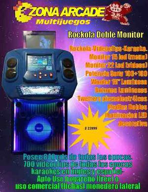 Rockola Videclips Maquina Karaoke Doble Monitor Ilum. Led