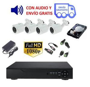 Kit Seguridad Dvr Full Hd + 4 Cam Hd Ext Ir + Audio + Disco