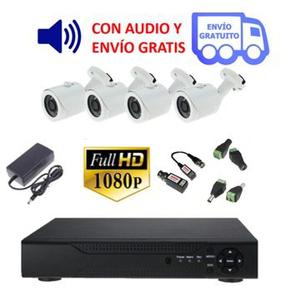 Kit Seguridad Dvr Full Hd + 4 Cam Hd Ext Ir + Envio + Audio