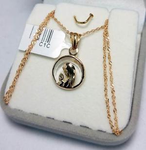 Cadena Singapur 45cm Y Medalla Virgen Niña Oro 18k Garantia