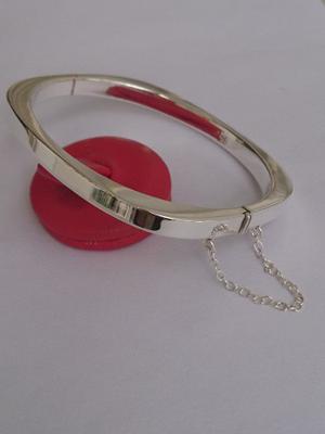 Pulsera Esclava Cuadrada Con Cadena De Seguridad Plata 925