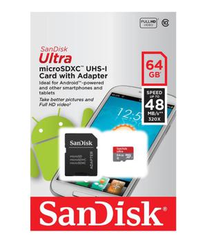 Sandisk 64 GB Ultra Micro SDXC UHS-I con adaptador 48 MB/s