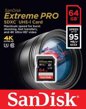 Sandisk 64gb Extreme Pro SDXC Card 95mb/s 4K - Rosario