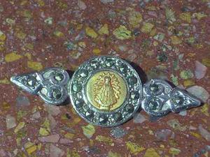 Antiguo Broce Virgen De Lujan Hecha En Plata 900 Y Oro 18k