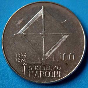 Italia 100 Liras  - Conmem. Guglielmo Marconi - Unc
