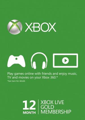 Xbox Live Gold 12 Meses Xbox One Xbox 360 Rosario