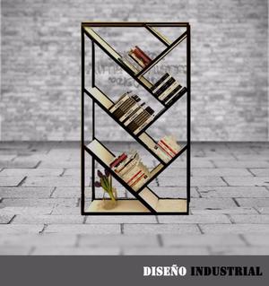 Biblioteca Diseño En Hierro Y Madera Estilo Industrial